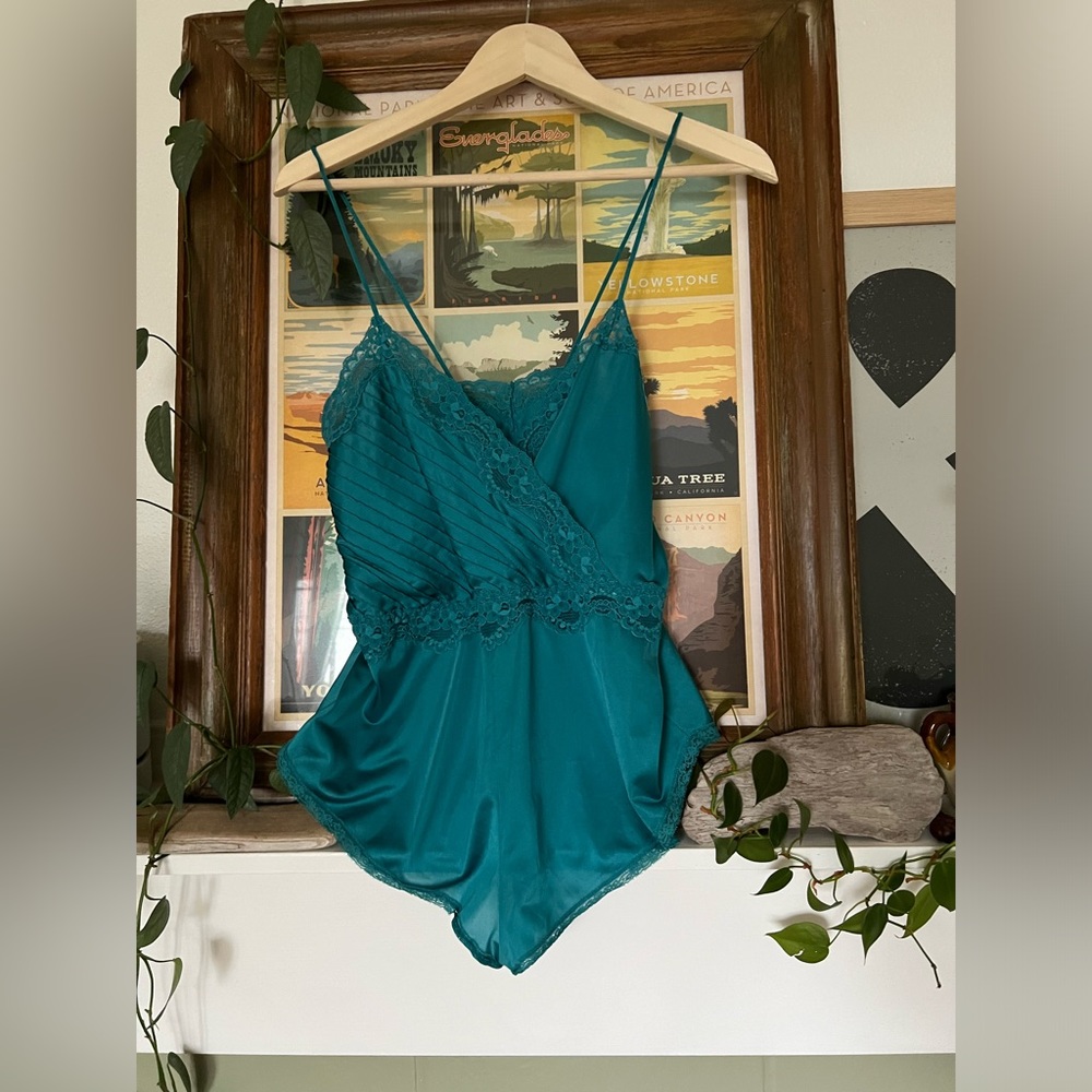 80s teddy! Teal lingerie onesie, great condition